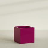 Montroy Cube Planter in Gloss Eggplant, 40", shown empty