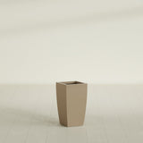 Toulan Tapered Square Planter in Gloss Metallic Gold, 12"W × 22"H, shown empty