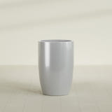 Lisbon tall round tapered fiberglass planter in Metallic Silver, 24 in diameter, 36 in high, shown empty