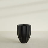 Alicante Fluted Planter in Matte Black, 22"D × 27"H, shown empty