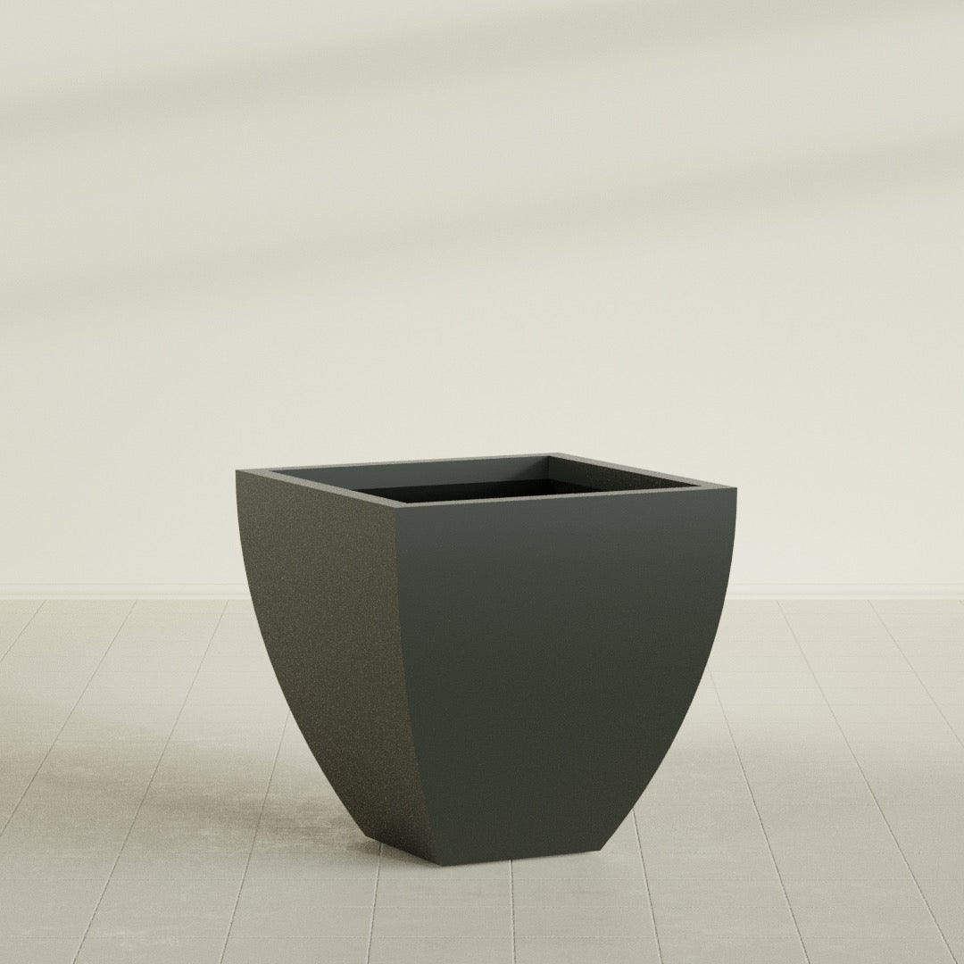 Lima Tapered Square Planter in Matte Charcoal, 30", shown empty