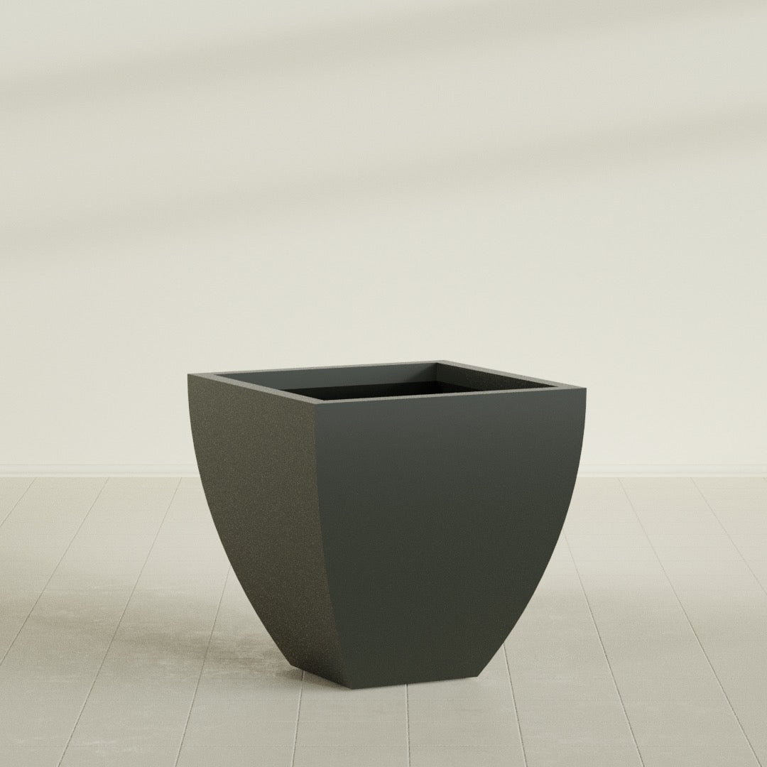 Lima Tapered Square Planter in Matte Charcoal, 30", shown empty