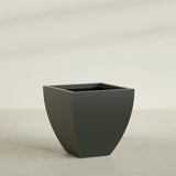 Lima Tapered Square Planter in Matte Charcoal, 30", shown empty