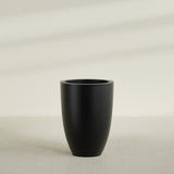 Brannan Tapered Round Planter in Matte Black, 30"D × 41"H, shown empty