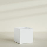 Montroy Cube Planter in Matte Bright White, 48", shown empty