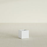 Montroy Cube Planter in Matte Bright White, 12", shown empty