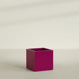Montroy Cube Planter in Gloss Eggplant, 32", shown empty
