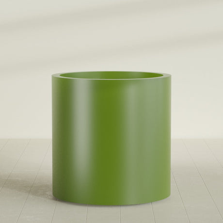 Rio Grande Cylinder Planter in Satin Green, 30"D × 32"H, shown empty