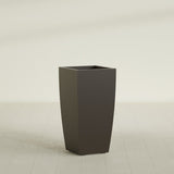 Toulan Tapered Square Planter in Matte Dark Brown, 18"W × 36"H, shown empty
