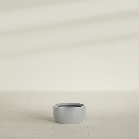 Casablanca Bowl Planter in Metallic Silver, 20"D × 10"H, shown empty