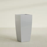Toulan Tapered Square Planter in Metallic Silver, 20"W × 42"H, shown empty