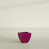 Lima Tapered Square Planter in Gloss Eggplant, 12", shown empty