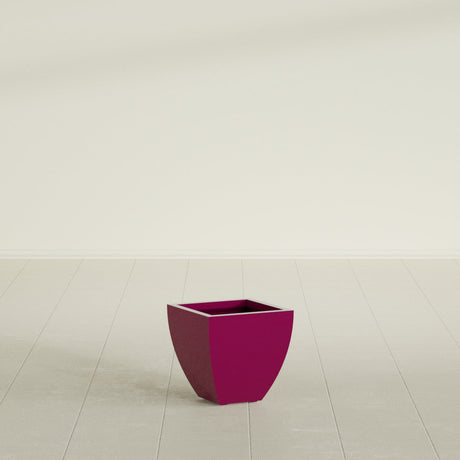 Lima Tapered Square Planter in Gloss Eggplant, 12", shown empty