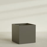 Montroy Cube Planter in Matte Bronze, 60", shown empty