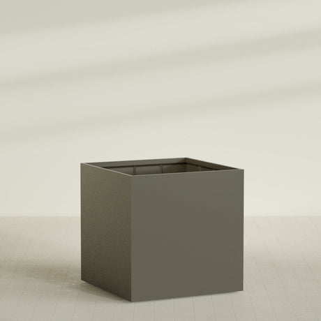 Montroy Cube Planter in Matte Bronze, 60", shown empty