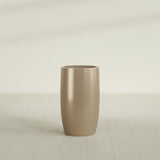 Lisbon tall round tapered fiberglass planter in Gloss Metallic Gold, 18 in diameter, 32 in high, shown empty