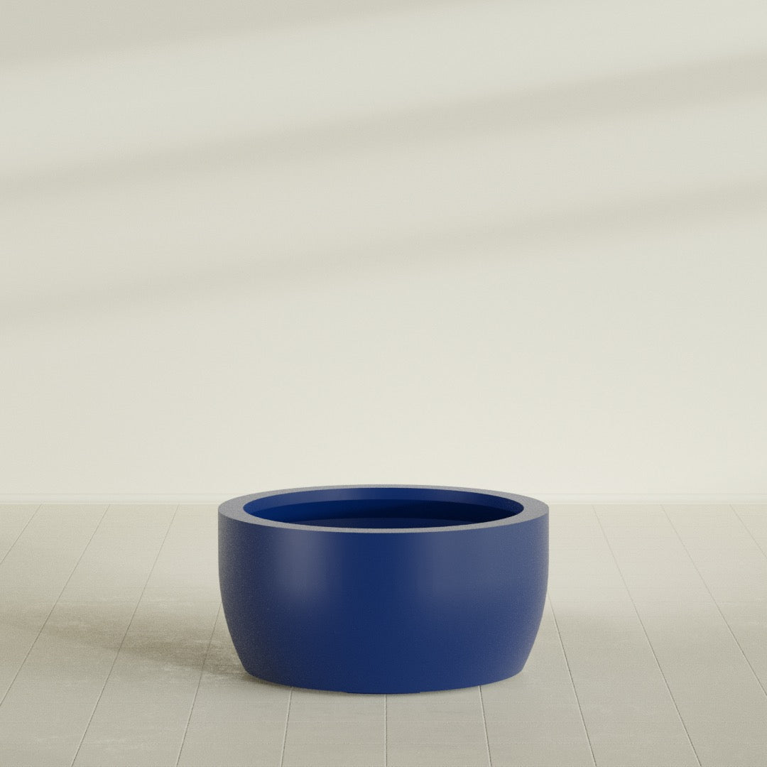 Casablanca Bowl Planter in Matte Cobalt Blue, 36"D × 18"H, shown empty