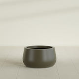 Short Hayden Bowl Planter in Matte Bronze, 16"D × 8"H, shown empty