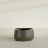 Short Hayden Bowl Planter in Matte Bronze, 16"D × 8"H, shown empty