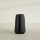 Saigon Tapered Round Planter in Matte Black, 16"D × 36"H, shown empty