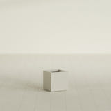 Montroy Cube Planter in Satin Beige, 12", shown empty