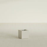 Montroy Cube Planter in Satin Beige, 12", shown empty