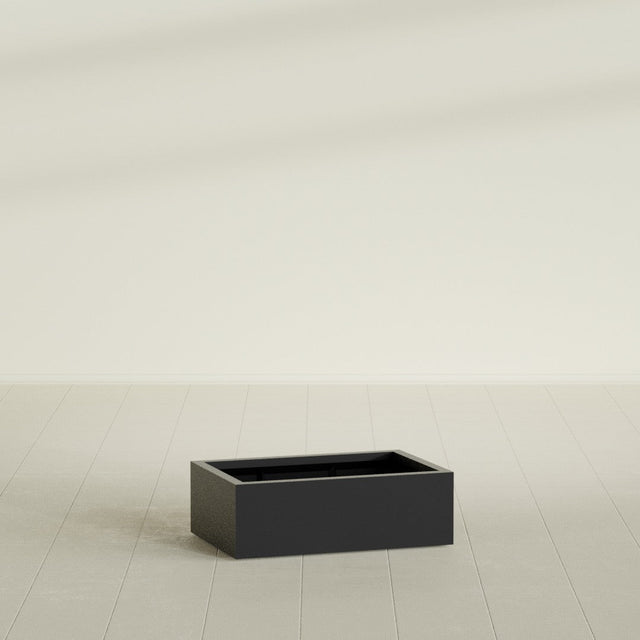 Antwerp Rectangular Planter in Matte Black, 36"L × 24"D × 12"H, shown empty