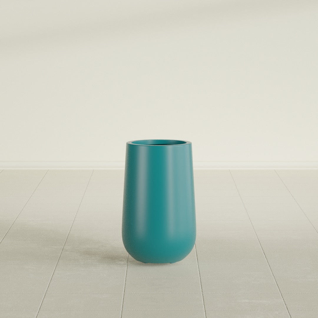 Hayden Urn Planter in Satin Seafoam Green, 18"D × 29"H, shown empty