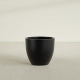 Wannsee Round Planter in Matte Black, 33"D × 29"H, shown empty