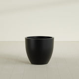 Wannsee Round Planter in Matte Black, 33"D × 29"H, shown empty