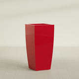 Toulan Tapered Square Planter in Gloss Red, 20"W × 42"H, shown empty