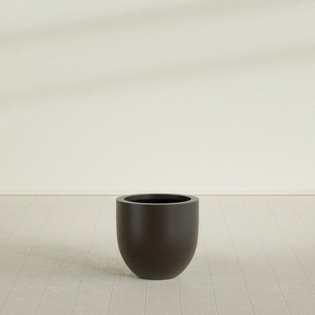 Alzira Bowl Planter in Matte Dark Brown, 23"D × 22"H, shown empty