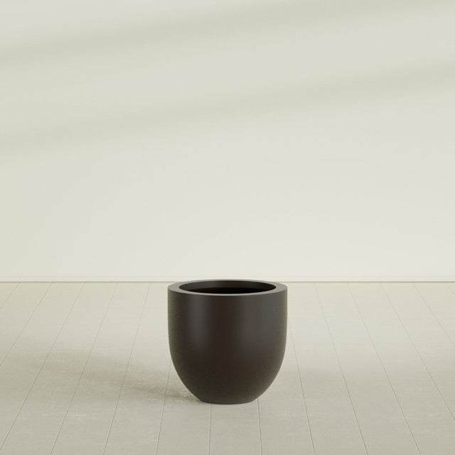 Alzira Bowl Planter in Matte Dark Brown, 23"D × 22"H, shown empty