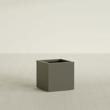 Montroy Cube Planter in Matte Bronze, 20", shown empty