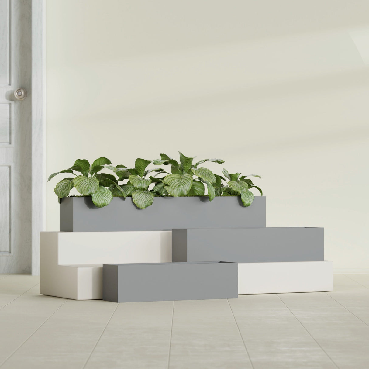 Monaco Rectangle Planter in Matte Gunmetal, 26"L