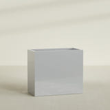 Darwin Rectangular Planter in Metallic Silver, 48"L × 24"D × 42"H, shown empty