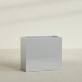 Darwin Rectangular Planter in Metallic Silver, 48"L × 24"D × 42"H, shown empty