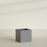 Montroy Cube Planter in Matte Gunmetal, 32", shown empty