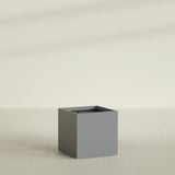 Montroy Cube Planter in Matte Gunmetal, 32", shown empty