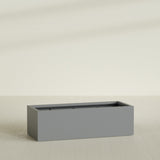 Torino Wide Rectangular Planter in Matte Gunmetal, 60"L × 24"D × 18"H, shown empty