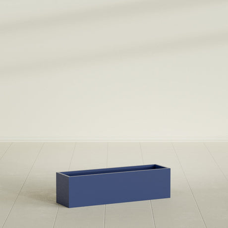 Monaco Rectangle Planter in Matte Cobalt Blue, 26"L, shown empty