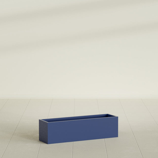 Monaco Rectangle Planter in Matte Cobalt Blue, 26"L, shown empty