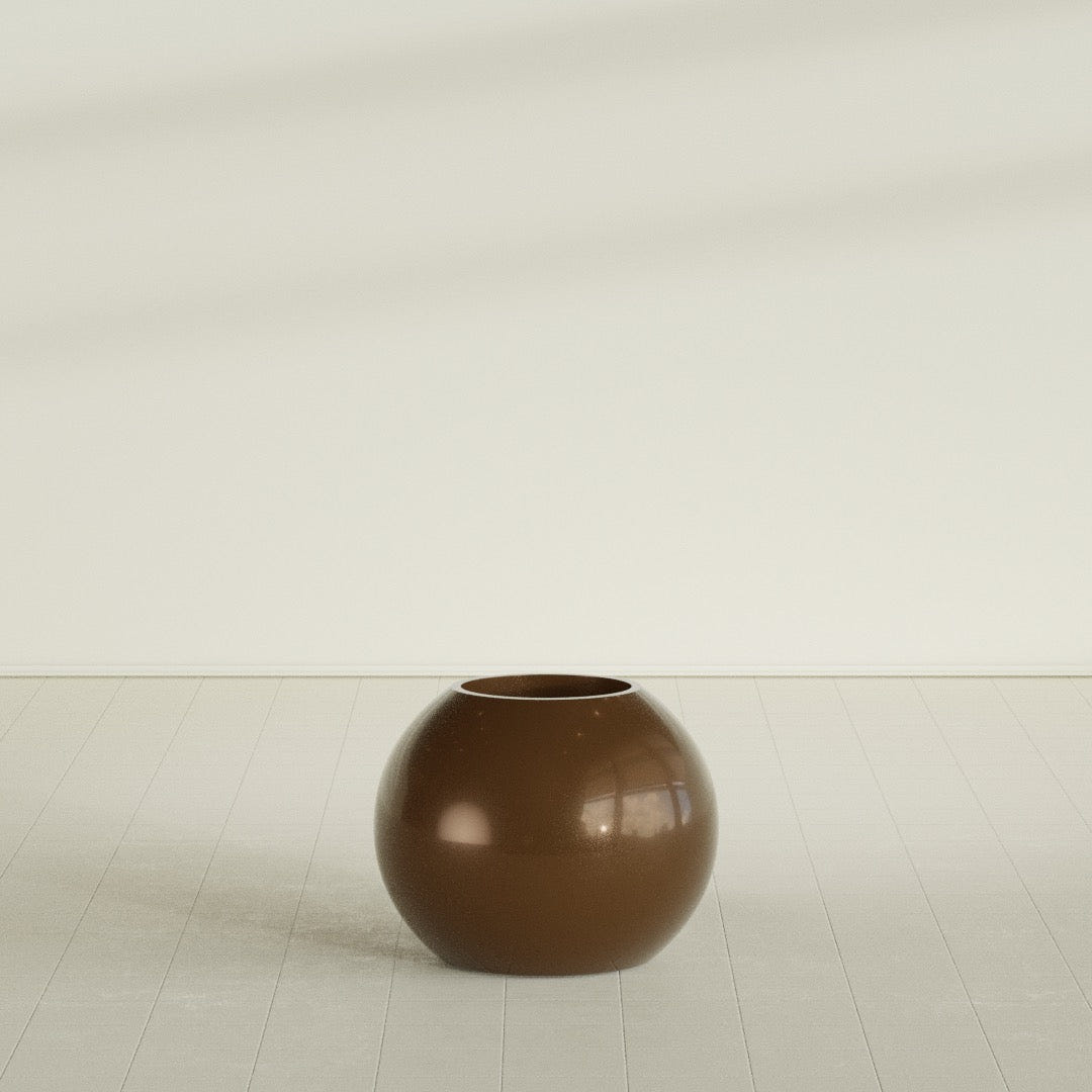 Globe Planter in Metallic Bronze, 24"D × 19"H, shown empty