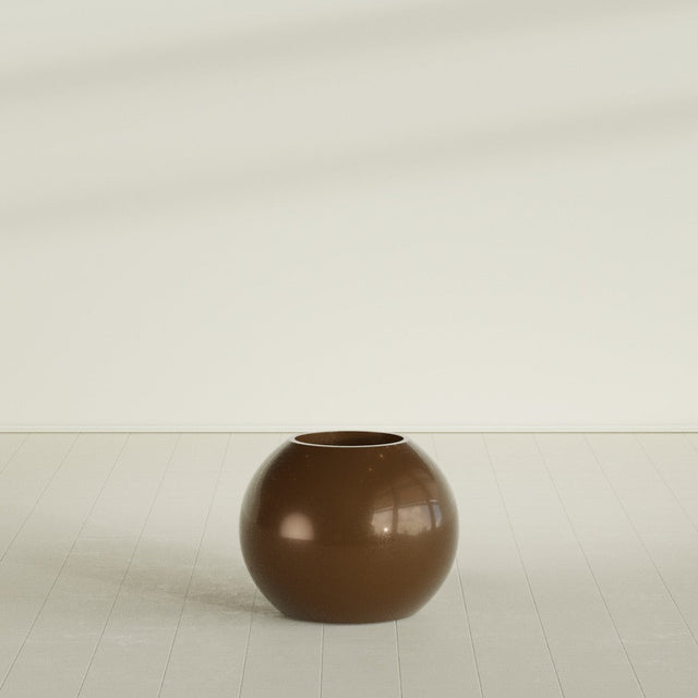 Globe Planter in Metallic Bronze, 24"D × 19"H, shown empty