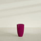 Brannan Tapered Round Planter in Gloss Eggplant, 18"D × 29"H, shown empty