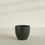 Wannsee Round Planter in Matte Charcoal, 39"D × 34"H, shown empty