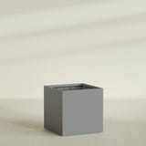 Montroy Cube Planter in Matte Gunmetal, 48", shown empty