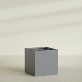 Montroy Cube Planter in Matte Gunmetal, 48", shown empty