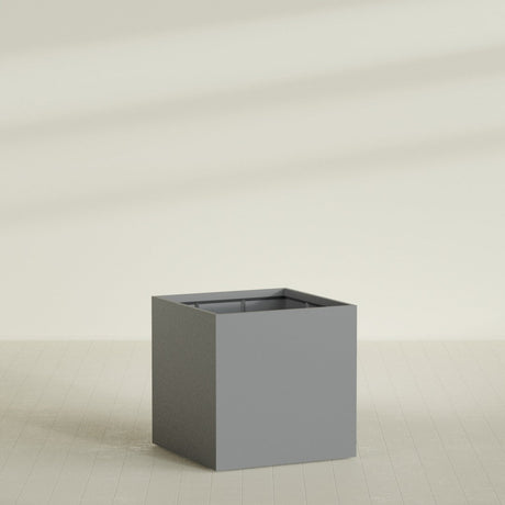 Montroy Cube Planter in Matte Gunmetal, 48", shown empty
