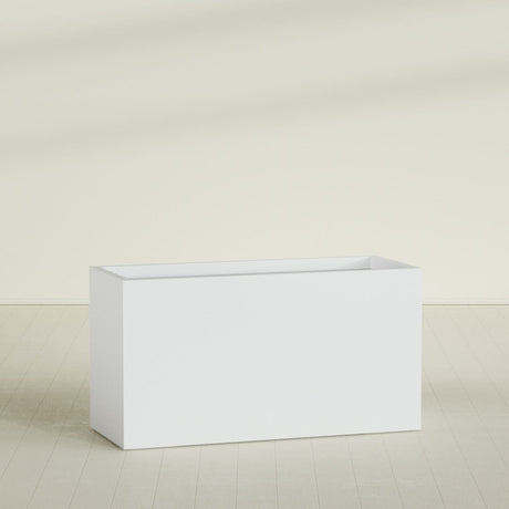 Brisbane Rectangular Planter in Gloss Bright White, 60"L × 24"D × 32"H, shown empty